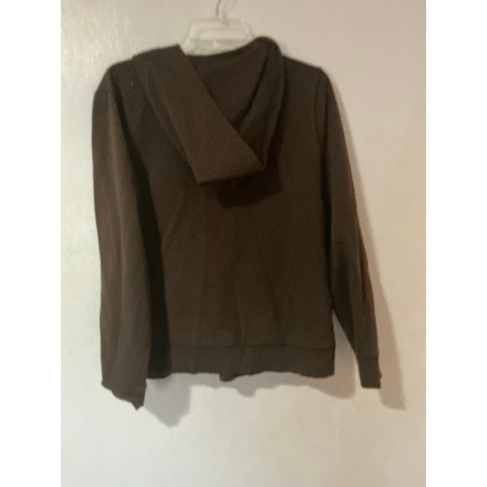 Danskin women's zip-up fleece hoodie jacket in brown w pink zipper.  size xxl - Picture 3 of 4